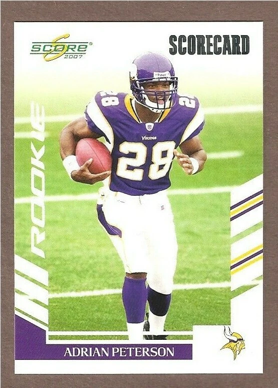 2007 Score Scorecard #341- Adrian Peterson RC #'d to 750! - Image 1 of 1