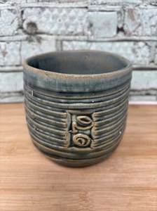 Studio Art handgeworfen kleine Keramik Schale blau geeen hellbraun leer Schalen signiert - Bild 1 von 7