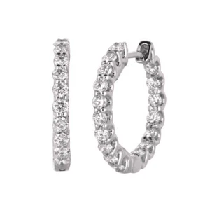 1.40 Carat Natural Diamond Hoop Earrings G SI 14K White Gold - Picture 1 of 1