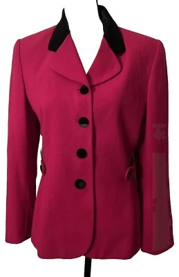 Blazer Kasper ASL TALLA 8 Magenta Cuello Terciopelo y Botones Acentos Laterales Forrado Foto 1 de 4