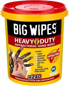 BIG WIPES HEAVY DUTY PRO+ 240 WIPE BUCKET HEAVY DUTY TEXTURED SCRUB & CLEAN WIPE - Picture 1 of 7