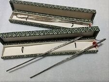 2 SET ANTIQUE ORIENTAL CHINESE JAPANESE STERLING SILVER CHOPSTICKS ETCHED MOTIFF