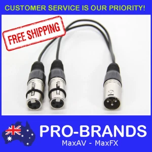 Y Adapter One 1 x Male to Two 2 x Female XLR Splitter Cable Lead Short Dual DMX - Picture 1 of 4