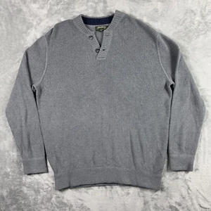 Eddie Bauer Sweater Mens XL Tall Gray Baumwolle Button Pullover Commando Heavy - Picture 1 of 13