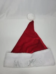 St Nicks Choice One Size Red White Bah Humbug Santa Hat EUC - Picture 1 of 5