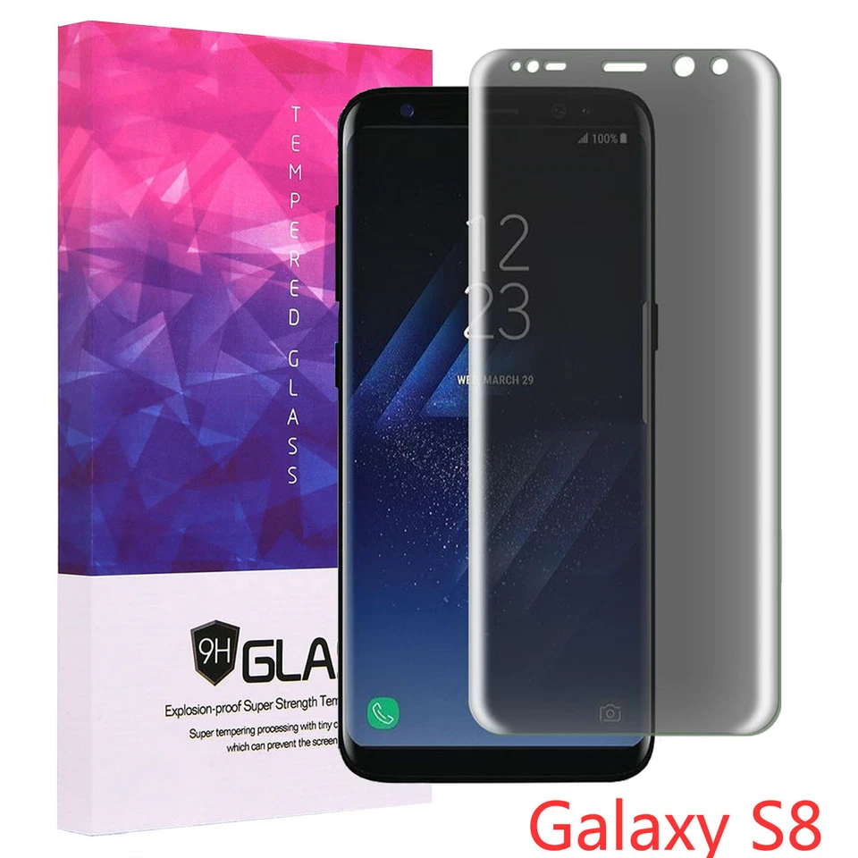 隐私钢化玻璃屏幕保护膜 全覆盖 三星 Galaxy S8 美国 — 第 1/1 张图片