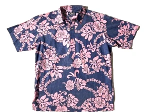 Neu The ONO Hemd Herren Navy & Pink Blumenmuster Hawaiihemd Aloha Gr. L Reyn - Bild 1 von 11