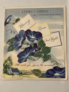 Vintage 50er Jahre Munson gestanzte Blumen Geburtstag Grußkarte - Bild 1 von 11