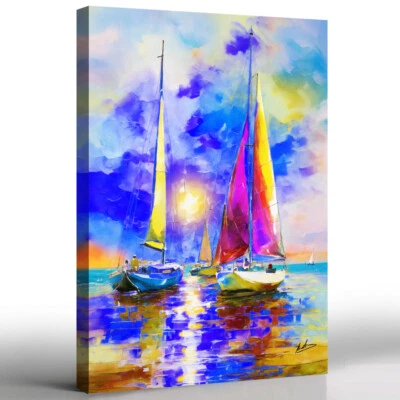 Leinwand Bild Segelboot Meer Abstrakt Wandbilder XXL Wohnzimmer Modern Deko 4903 - Bild 1 von 4