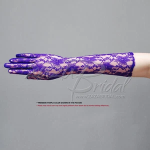 FLOWER PATTERN WOMEN'S LACE GLOVES - BELOW-THE-ELBOW LENGTH(8BL), VARIOUS COLORS - Picture 1 of 10