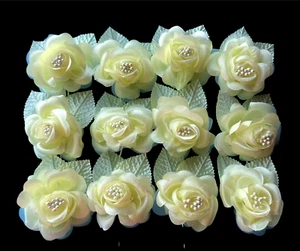 2.5" Yellow Silk Single Rose Flowers - Pack of 12 - Picture 1 of 2