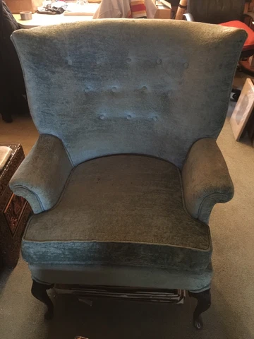 Castro convertible Wing high barrel back Armchair Chair Vintag Chippendale Style Cover