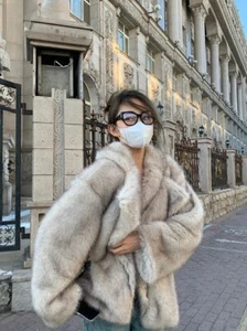 Winter Oversized Loose Casual Luxury Soft Warm Hairy Faux Fur Coat Fluffy Jacket - Bild 1 von 11