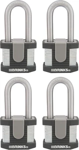- 50mm Commercial Laminated Steel Keyed Padlock with 2” Shackle, 4-Pack - Solid - Picture 1 of 7