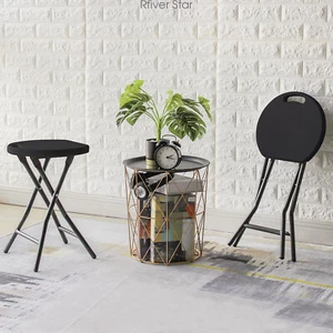 Folding Stool Chairs (Set of 2),Small Folding Skinny Stools with Handle - Picture 1 of 7