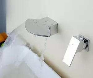 Grifos mezcladores de fregadero de baño de una sola manija montada en pared lavabo cromo - Imagen 1 de 4