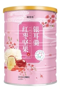 500 g/lata dátiles rojos con nueces y hongos blancos almidón de raíz de loto 红枣坚果银耳羹藕粉羹 - Imagen 1 de 7