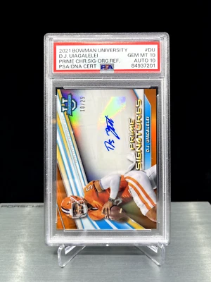 2021 DJ UIAGALELEI RC - Bowman U Prime Signatures 10/25  (PSA 10 Auto 10) POP 1! - Image 1 of 3
