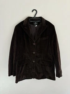 Vintage Limited American Women’s Dark Brown Velvet Button Blazer Jacket Size 14 - Picture 1 of 5