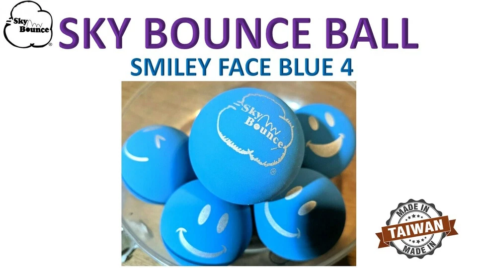 Bolas de mano de goma de 2" "CARA SONRIENTE AZUL" - SKY BOUNCE - 4 bolas (TAIWÁN) Foto 1 de 1