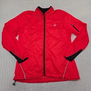 Adidas Jacket Mens Large Red Full Zip Nylon Rip Stop Lightweight Windbreaker - Picture 1 of 10