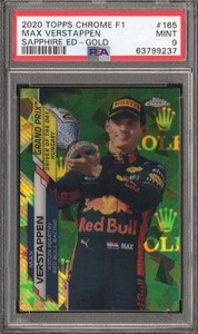 2020 Topps Chrome F1 #165 Sapphire Max Verstappen /50 Gold Refractor SP RC PSA 9