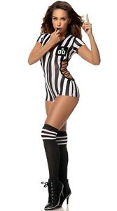 Sexy Referee Costume Ladies Ref Fancy Dress Football Sports with Whistle
