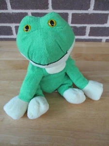 Animal Adventure.Green FROG 12" Tall Plush Stuff Bright Reptile Yellow Eyes 2008 - Picture 1 of 3