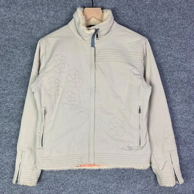 Chaqueta Mountain Hardwear para mujer cremallera completa talla S floral bordada ribete de piel sintética Foto 1 de 4