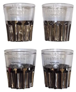 (4) Rag & Bone New York Shot Glass Bar Drink Souvenir Clear w/ Metal Base 1.5 Oz - Picture 1 of 3