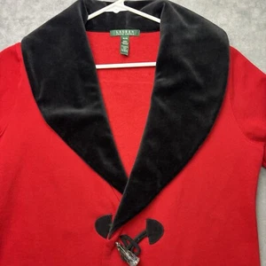 Chaqueta Blazer Ralph Lauren Roja Negra Cuello Terciopelo Palanca Algodón Tejido Para Mujer M - Imagen 1 de 8