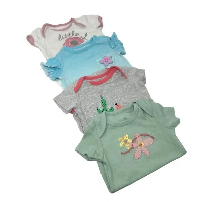 Baby Girl's - 4 Body Suits -- Size 3-6 M Short Sleeve Tee Shirts - Image 1 of 4