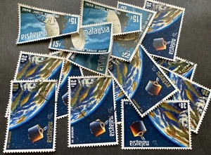 Wholesale LOT- Malaysia 1970 Satellite Earth Station 5  sets of 3 stamps used - Picture 1 of 1