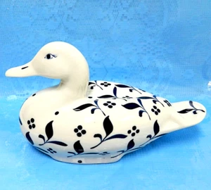 VILLEROY BOCH Hand Painted PORCELAIN DUCK FIGURINE Manila Royal Blue White GALLO - Picture 1 of 12