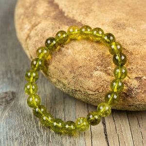 Natural Peridot Stone Bracelet Green Crystal Beads Stretch Stretch Handmade Gift