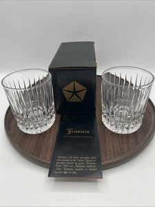 Vintage Fostoria Set 4" Double Old Fashioned Gläser Chrysler Werbung - Bild 1 von 9