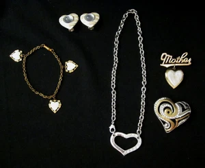Lot of 5 Heart / Valentine Themed Jewelry Pins Necklace Bracelet Earrings - Picture 1 of 10