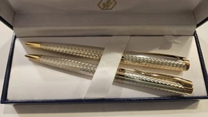 Set raro Waterman L'Etalon in argento sterling 925 massiccio e oro Vermeil anni 90 (acciaio - Foto 1 di 9