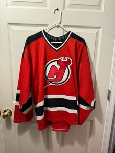 Starter Jersey Uomo Rosso Colorblock NHL New Jersey Devils Ice Hockey Team Vintage - Foto 1 di 2
