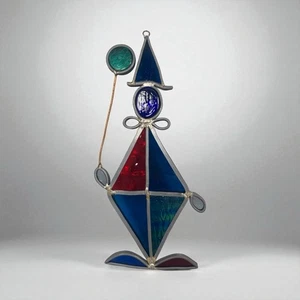 Circus Clown with Balloon Stained Glass Sun Catcher Handmade - Picture 1 of 18