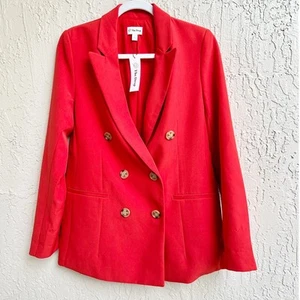 NWT The Drop Long Sleeve Notch Lapel Double Breasted Blazer Red Women's Small - Picture 1 of 5