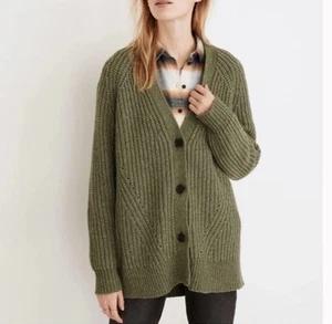 Madewell Holmes Ribbed Button Up Cardigan Sweater Sage Green Women’s size Medium - Bild 1 von 5