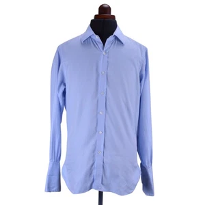 Turnbull & Asser Mens Shirt 15 Blue Long Sleeved French Cuff 100% Cotton England - Picture 1 of 7