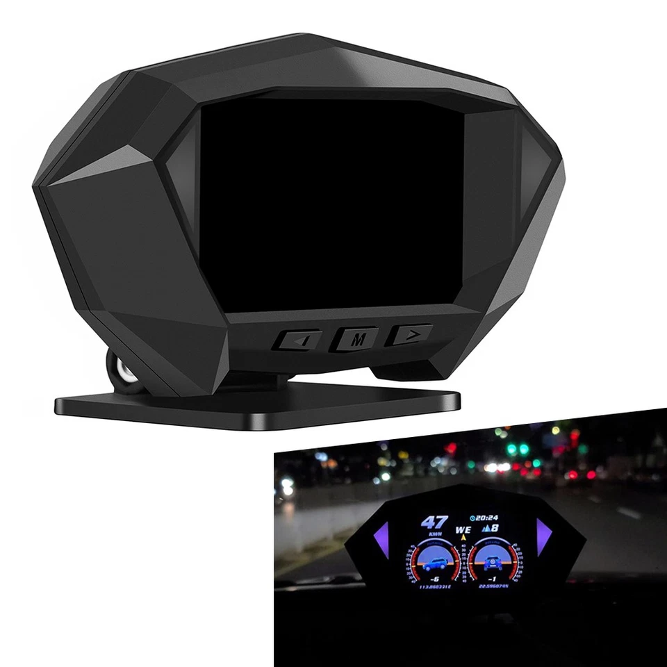 OBD2 HUD GPS налобный дисплей автомобильный цифровой спидометр индикатор скорости измеритель наклона - Изображение 1 из 4