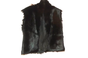 LAMARQUE COLLECTION Black GOAT FUR REVERSABLE Leather VEST Jacket size S - Picture 1 of 3