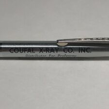 Vintage Writing Pen Coufal X-Ray Co. Inc. Wichita KS Black Silver Collectible 16