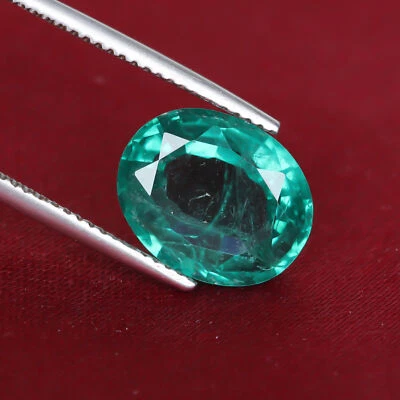 Lab-grown Faceted Zambian Green Emerald 5.685 Ct. Certified Oval Cut Gemstone - Image 1 of 4