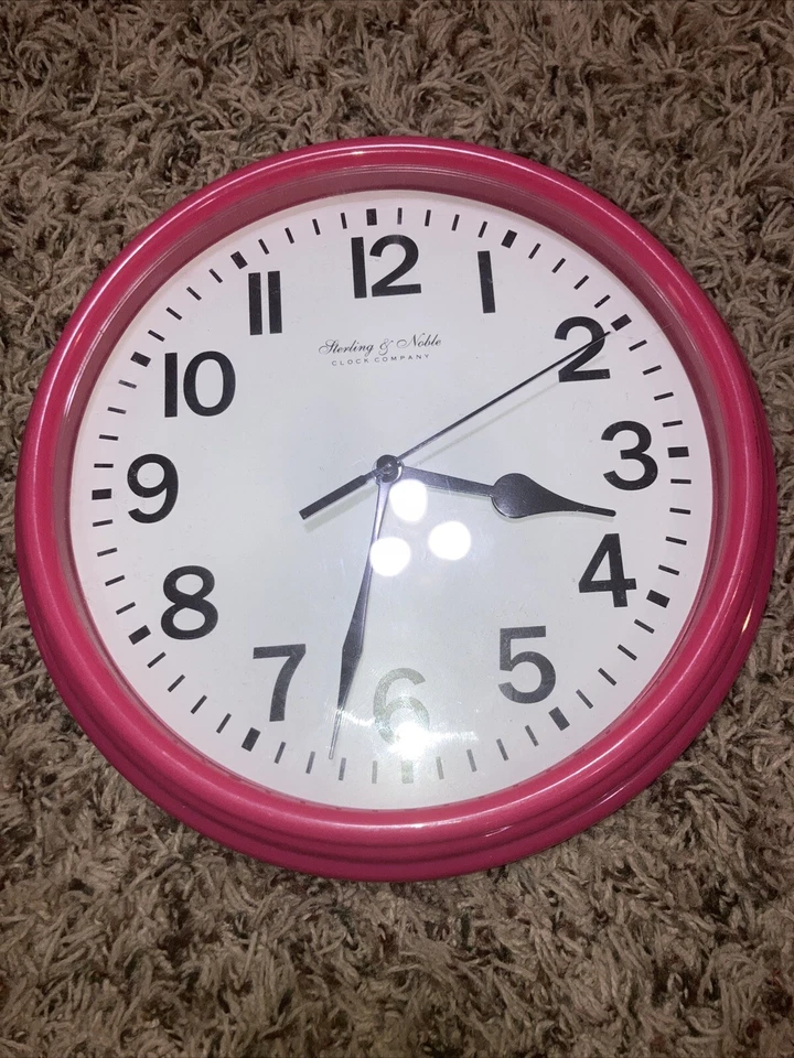 Sterling & Noble  Pink  Diner Wall Clock 9" - WORKING - Image 1 of 1
