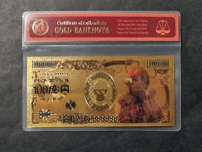 UTA - ONE PIECE BANCONOTA DORATA DA COLLEZIONE 10000000000 BERRY - CERTIFICATO - Immagine 1 di 4