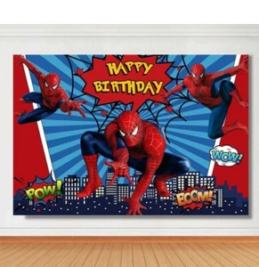 Spiderman Backdrop Kids Birthday Party Background Baby Shower Photo Banner D5 - Picture 1 of 5